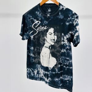 Distressed Official Selena Quintanilla Black + White Tie Dye 100% Cotton Tshirt